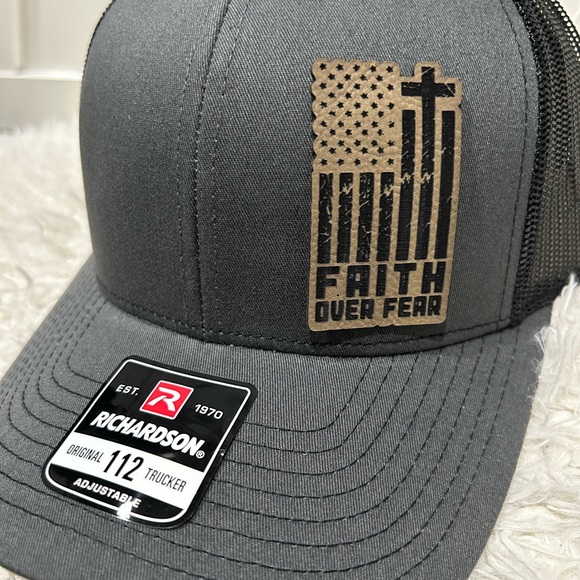 Faith over fear. Laser engraved Richardson 112 trucker hat. - Picture 3 of 3